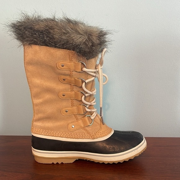 SOLD Sorel Joan of Arctic Tall Faux Fur Boots Lace Up Winter Duck Boot Size 10 - Picture 6 of 9